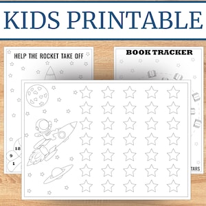 Reward Chart | Book Tracker Kids | Printable Coloring | Summer Reading Log | Space Themed Decor | Homeschooling | Gift for children