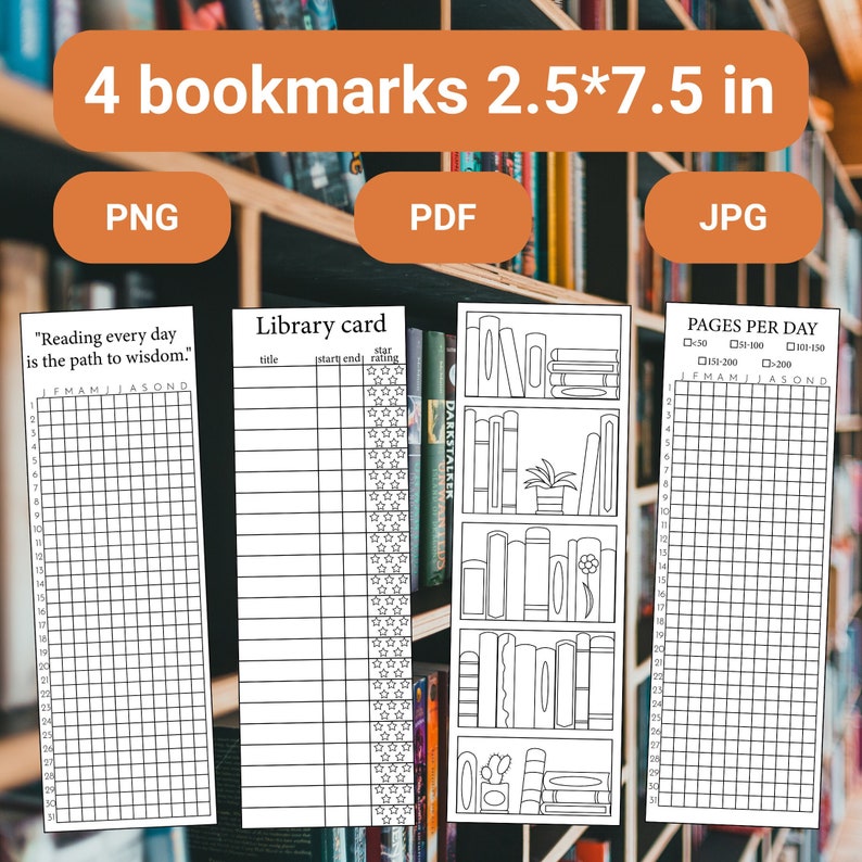 Digital Bookmarks 2.57.5 Reading Trackers Collection Instant Download ...