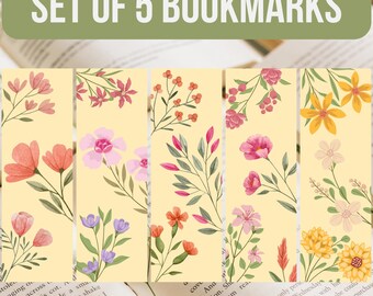 Printable Wildflower Bookmarks | Printable Floral Art with Rustic Flower Design | Botanical Bookmark Set for Nature Lover Gift, Gift for Her