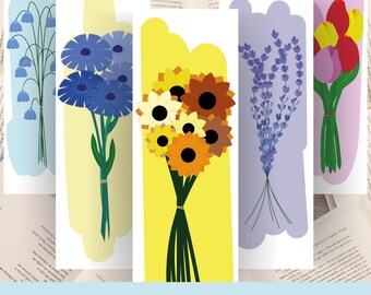 Watercolor Floral Bookmarks: Lavender, Sunflower, Tulips (Printable Digital Download)