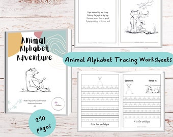 WALDORF INSPIRED ANIMAL alphabet printable tracing worksheet