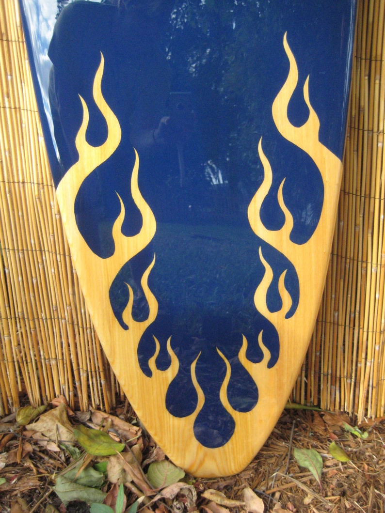 Blue Island Fire Decorative Classic Flame Surfboard Wall Art | Etsy