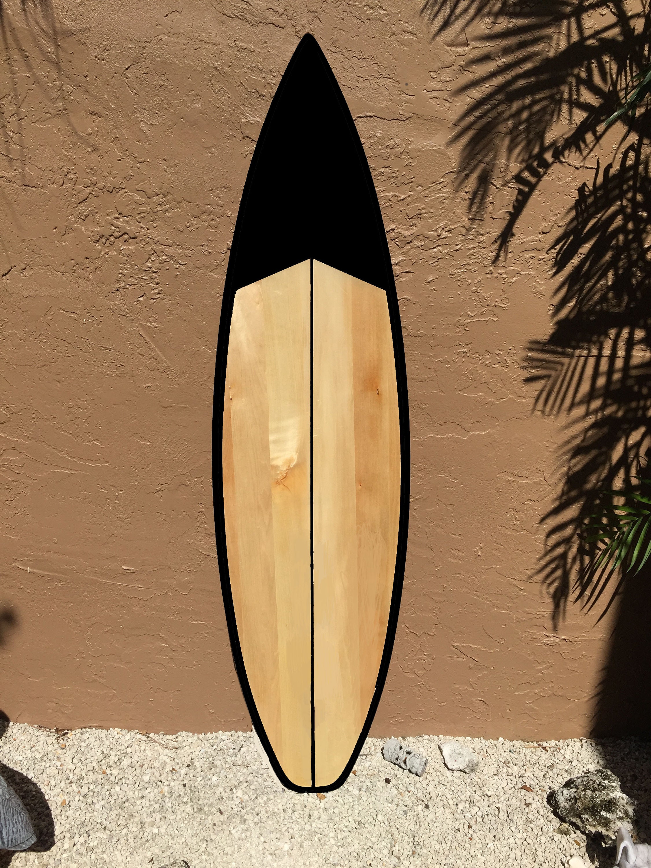 Wooden surfboard art