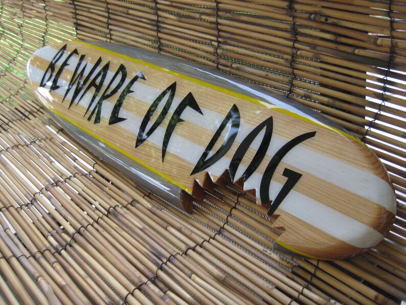 Decorative Surfboard Art Beware Of Dog Sign Great For Your Etsy