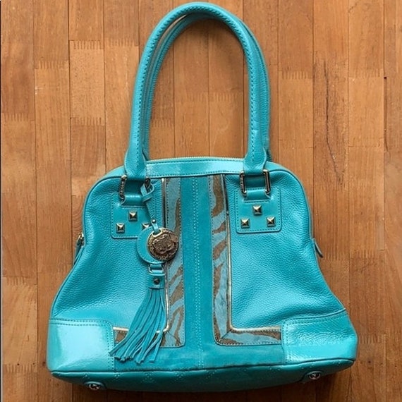 Sharif blue leather Crossbody Vintage purse - image 1