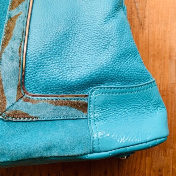 Sharif blue leather Crossbody Vintage purse - image 5
