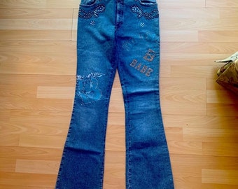 Frauen Jeans Gold Bootcut, sehr guter Zustand Designer Marke, Blumarine Hose