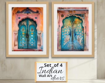 Indian Peacock door Print Oriental Doors Art Indian Wall Art Download Pink City Wall Decor Indian Digital Print Indian Wall Poster India