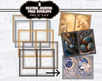 Neutral Pages Junk Journal Overlays Vintage Journal Overlay Junk Journal Template Overlay Journal Page PNG  Overlay Vintage Frame Template
