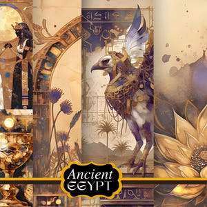 Oude Egypte Digitaal papier Aquarel Egypte Junk Journal Egyptische patronen Scrapbooking Egypte Mystic bundel Download Egypte achtergrond