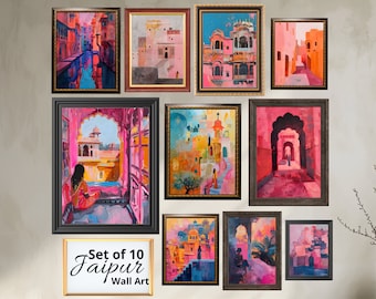 Set of 10 Indian Wall Art Download Jaipur Digital Print Pink City Wall Decor Abstract Indian Wall Poster India Printable Indian Neutral Art