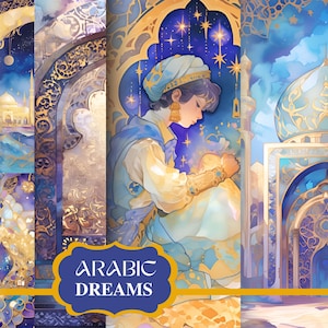 Arabo carta digitale acquerello islamico arabo spazzatura ufficiale modelli arabeschi Scrapbooking arabo Ephemera Arab Mystic Bundle Scarica