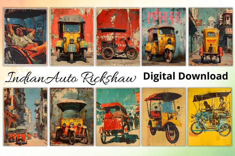 Rickshaw Wall Art Set, Indian Vehicle Prints (digital Download) - Etsy