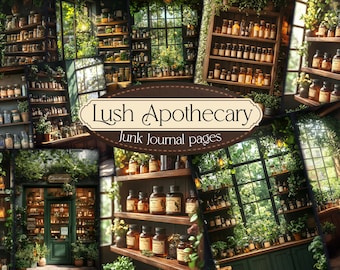 Botanical Apothecary Junk Journal Pages Medicinal Apothecary Plants Herbal Cards Green Witch Printable Botanical Collage Sheet Herbal Potion