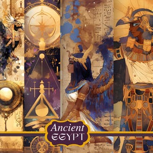 Ancient Egypt Digital Paper Watercolor Egyptian Patterns Pastel Egypt Junk Journal Scrapbooking Egypt Mystic Bundle Sphinx Egypt Background