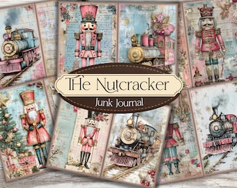 Pastel Nutcracker Junk Journal Pages Pastel Christmas Junk Journal Printable Nutcracker Scrapbook Paper Pastel Christmas Kit Pink Christmas