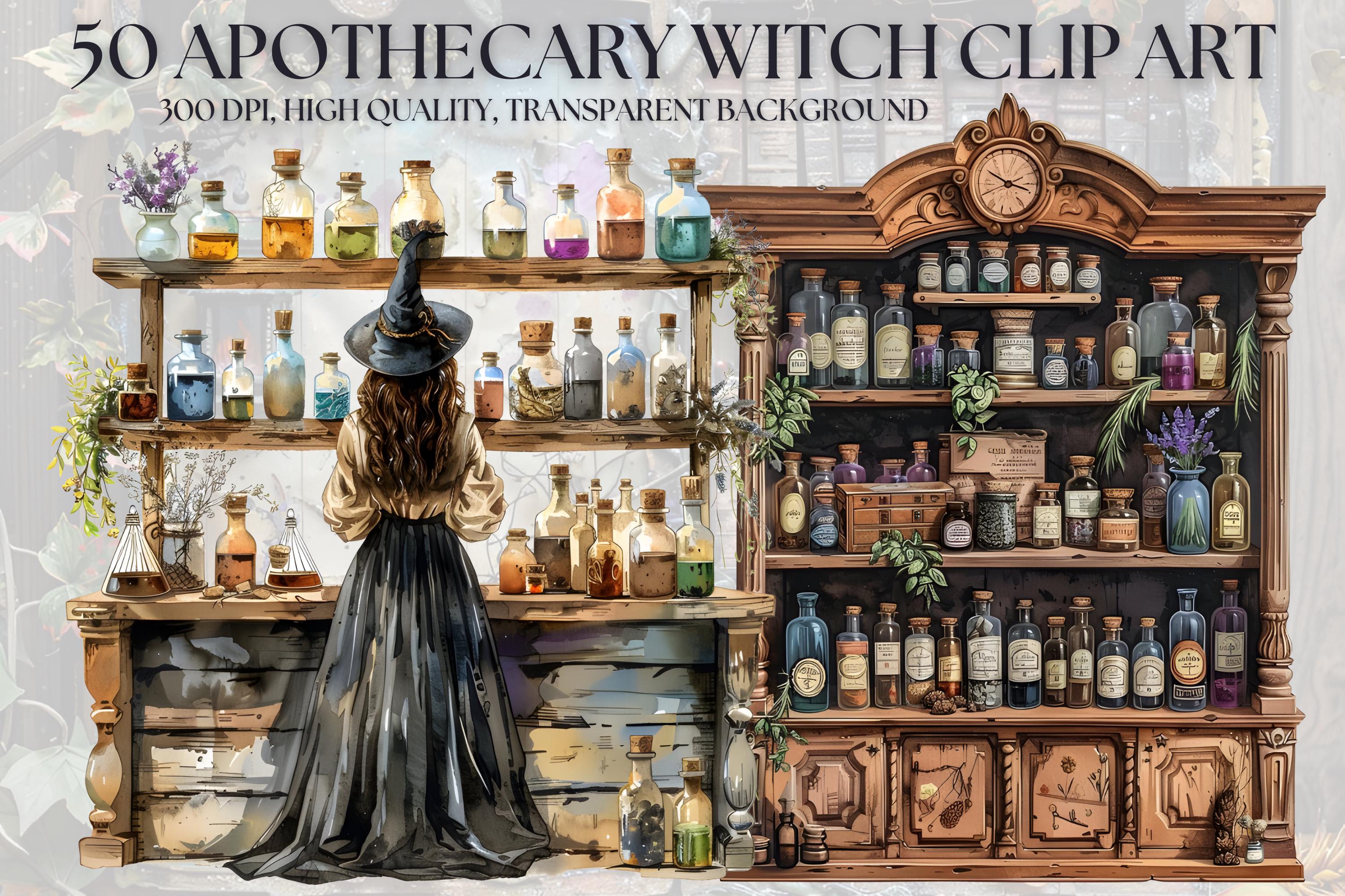 Apothecary Witch Clip Art Herbal Witch Clipart Witch Watercolor