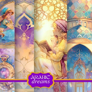 Pastel Arabic Digital Papers Rainbow Watercolor Islamic Pastel Arabian Backgrounds Arabic Digital Papers Arab Mystic Bundle Arabian Pattern