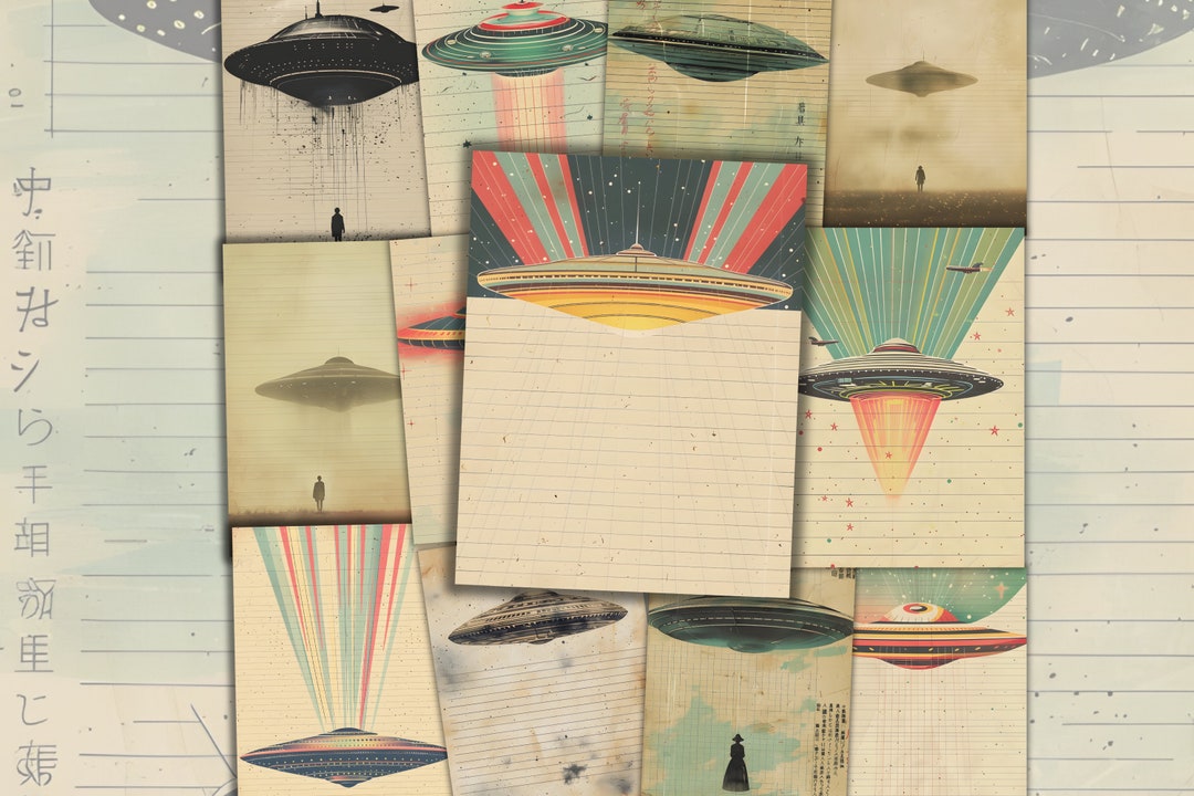 Vintage Alien Journal Papers Vintage Alien Schrijfpapier UFO Afdrukbaar ...