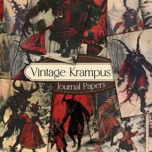 Papiers pour carnet Krampus Dark Horror Journaling Yule Grimoire Fêtes d'hiver Yuletide Magic Dark Christmas Horror Cartes de voeux Krampus