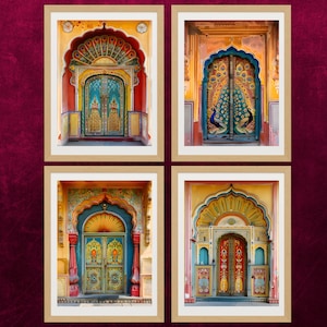Indiase deur print oosterse deuren kunst Indiase muurkunst Indiase pauw print Indiase digitale print Indiase muur poster India decor