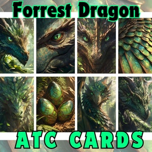 Tarjetas ATC de Forrest Dragon Dragon Junk Journal Dragon Imprimible Art Dragons Tarjetas ATC Papeles de tarjetas Atc Imprimibles para Imprimibles de tarjetas Atc