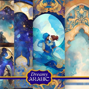 Dreamy Pastel Arabic Digital Paper Watercolor Islamic Arabian Junk Journal Scrapbooking Arabic Ephemera Arab Bundle Download Arabian Png