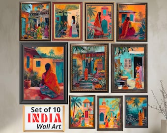 Set of 10 Indian Wall Art India Travel Print Download Jaipur Digital Print India Travel Poster Abstract Indian Wall Poster India Printable