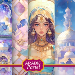 Pastel Arabic Digital Papers Bright Watercolor Islamic Pastel Arabian Backgrounds Arabic Digital Papers Arab Mystic Bundle Arabian Pattern