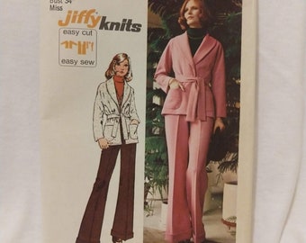 Vintage Sewing Pattern Simplicity 5840 Misses Knit Jacket and Pants Size 12 Bust 34
