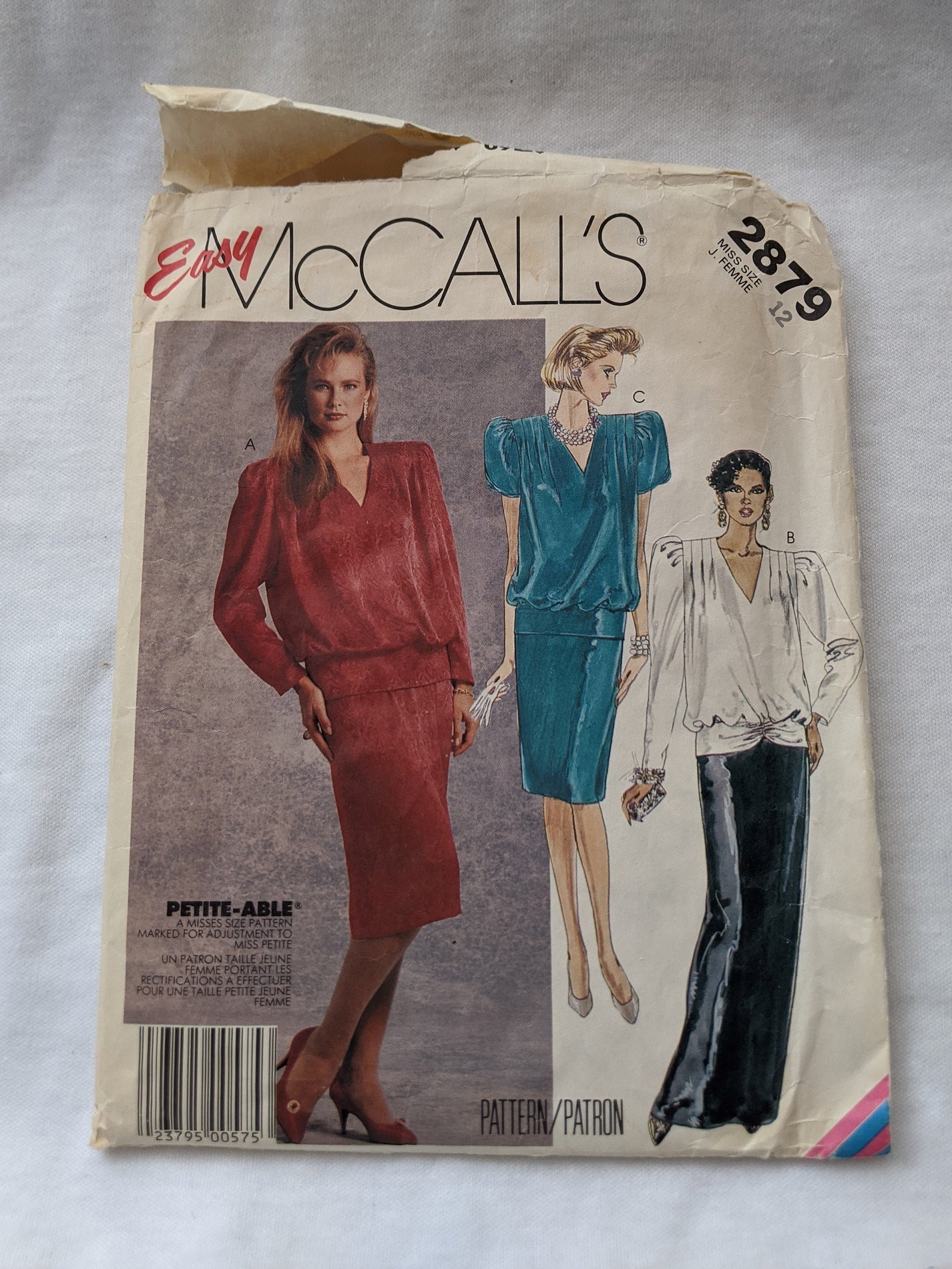 Vintage Sewing Pattern 1986 Mccalls 2879 Misses Blouse and - Etsy