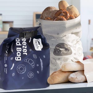 2 grands sacs de rangement pour le pain réutilisables, 1 sac en lin naturel, 1 sac de congélation rPET recyclé
