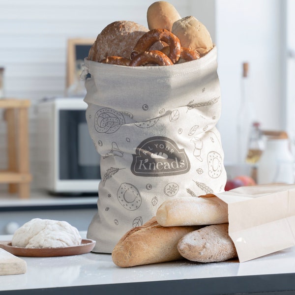 2 Large Reusable Bread Storage Bags, 1 Natural Linen bag, 1 rPET Recycled Freezer bag