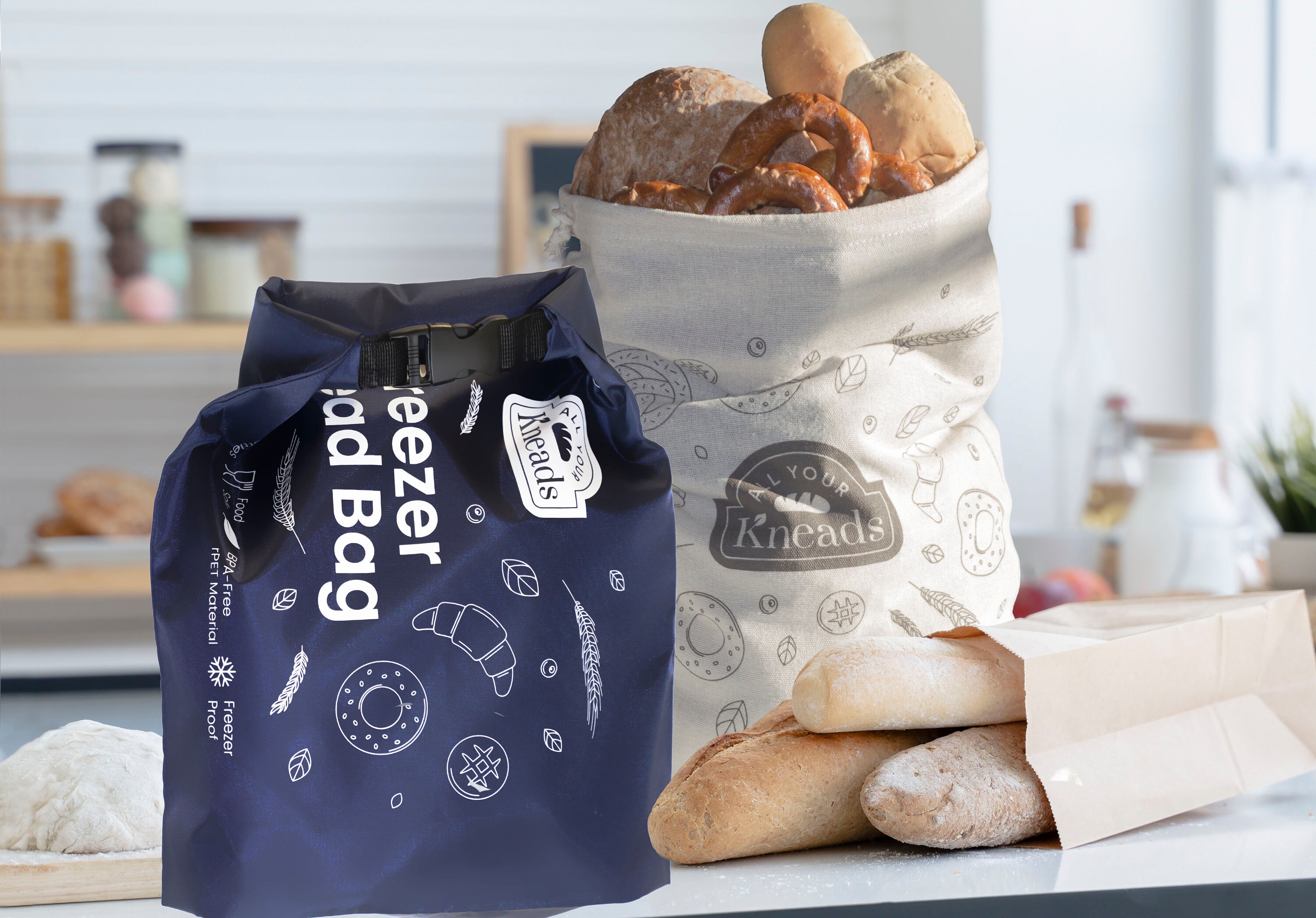 2 Large Reusable Bread Storage Bags 1 Natural Linen Bag 1 Rpet Recycled Freezer Bag Etsy