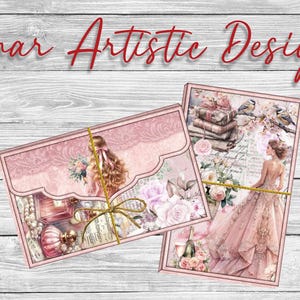 Faith Foil, rosa Rosen, schönes blondes Mädchen, bedruckbar, Ephemera, Geschenke für Sie, Ihn, Blumenkarten, digitaler Download, Bastelset