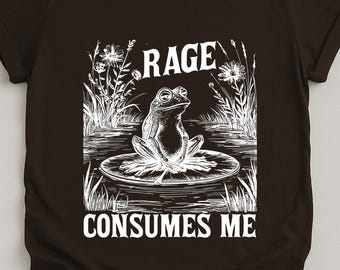 Rage Consumes Me Vintage-tröja, rolig groda-t-shirt med hängsel, groda-meme-tröja, rolig humoristisk groda-tröja, grodälskare-tröja, skämtgåva