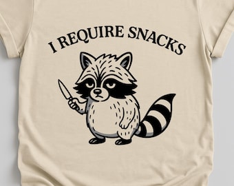 Ik heb snacks nodig Shirt, T-shirt schattige wasbeer, T-shirt snackliefhebber, T-shirt grappige wasbeer meme, shirt Trash Panda humor, T-shirt wasbeerliefhebbers, T-shirt wasbeerliefhebbers