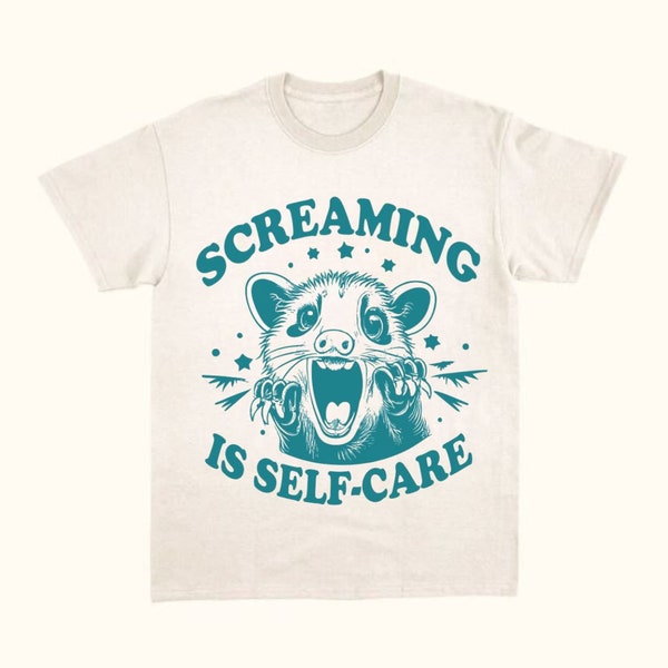 Screaming is Self Care Vintage Shirt, Retro 90s Unisex Adult T Shirt, Opossum T Shirt, Mental Health T Shirt, Vintage Graphic Shirt, Funny