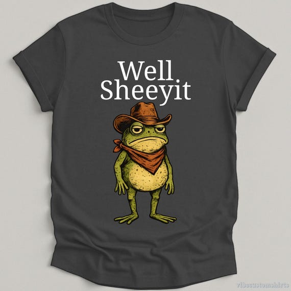 Well Sheeyit Frog Cowboy Shirt, Funny Southern Western Tee, Sarcastic Frog T-Shirt, Country Humor Gift, Vintage Frog Shirt