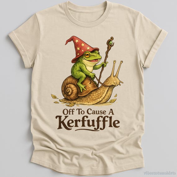 Off To Cause A Kerfuffle Vintage Shirt, Funny Frog Wizard T-Shirt, Funny Mental Health Tee, Meme Animal Humor, Gift for Frog Lovers