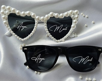 Personalisierte Sonnenbrille Braut - Bräutigam / Partybrille / Personalisierte Brille / Hochzeit Brille /JGA / Junggesellenabschied