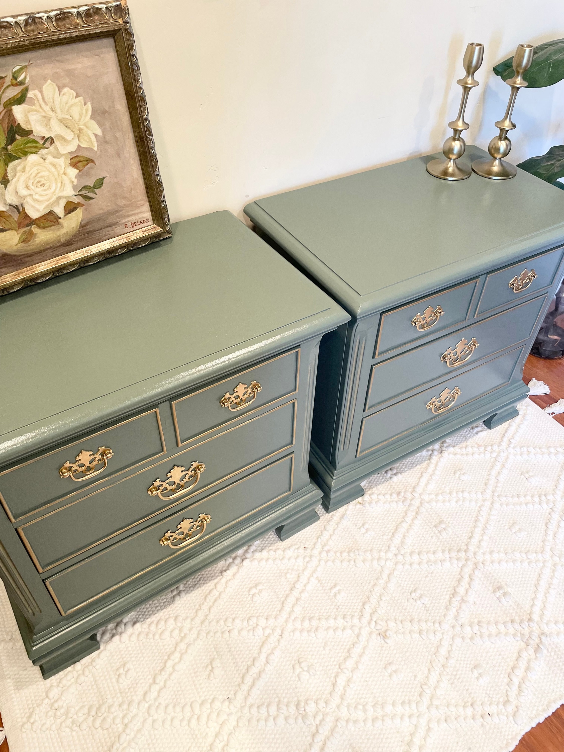 Antique Oak Nightstands Bedroom