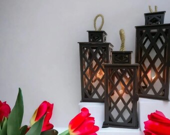 Candle Holder Wood Set of 3,Decorative Lamp Decor Tea Light,Home Decorative Lantern,Living Room Gift,Table Decor,Cage Nordic Candle Holder