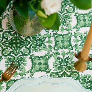 Handmade Faux Leather Placemat in Orchid Light Green by PNR Decor – Styled with Striped Porcelain Plates and Gold Cutlery for a Refined, Coordinated Table Look