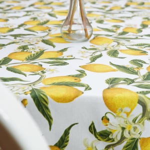Tablecloth Lemon Pattern Cotton Rectangle 70x110 Vintage Waterproof & Stain Resistant by PNR Decor