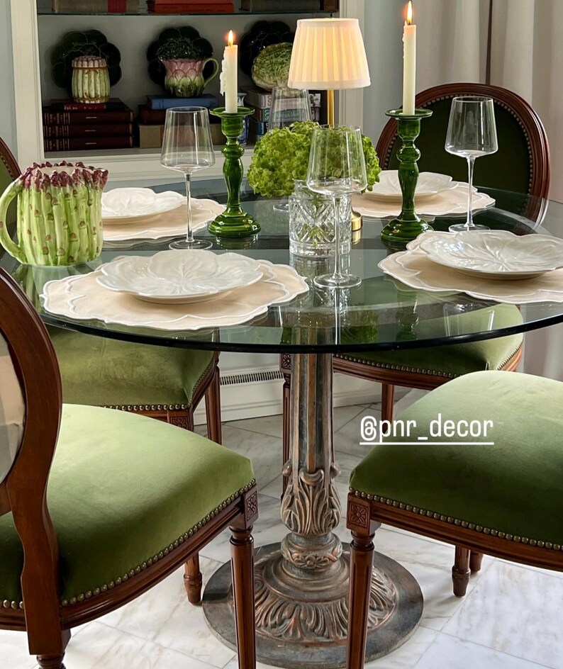 Sorelle Beige White Handmade, Beige, Fabric Placemat, Scalloped Edge