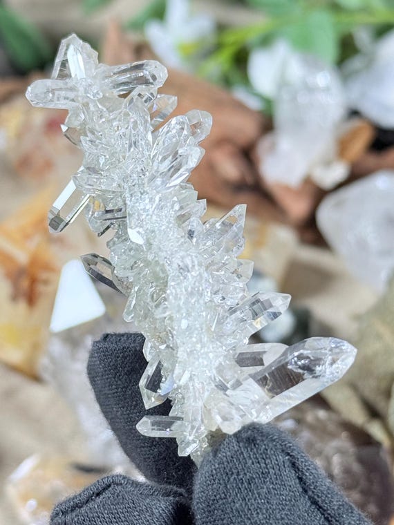 Colombian Lemurian Quartz Cluster | Double Sided Clear Quartz, PB Mine, Rainbow Crystal, Natural Mineral Specimen, Collector Quartz