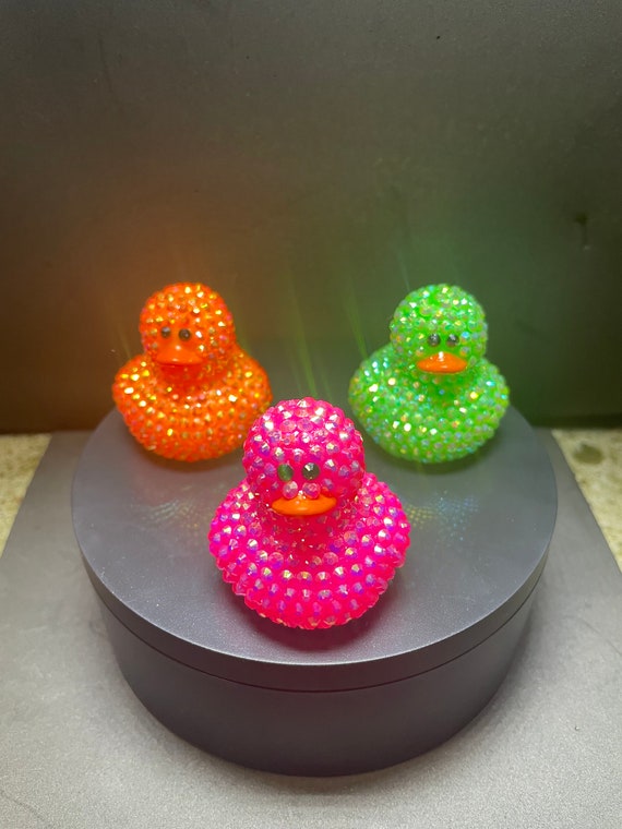Mini Rhinestone Rubber Duck | Neon Bling Duck - Etsy