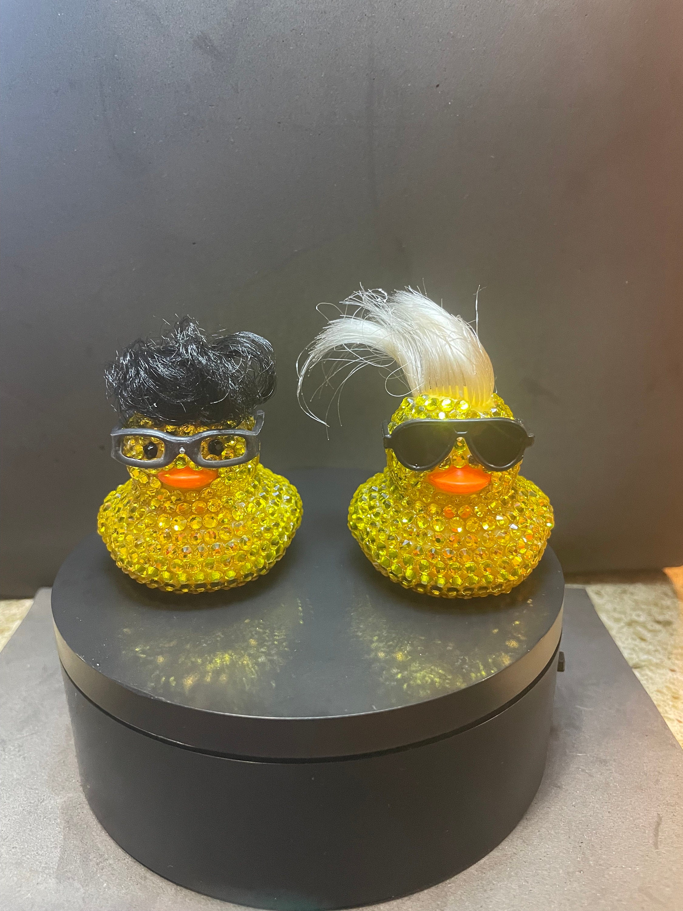 Small Bling Duck with Hair and Accessory| Sunglasses| Glasses| Rhinestone Rubber Duck| Car Ducking| Cruise Gift| Cheer Gift| Unique Gift