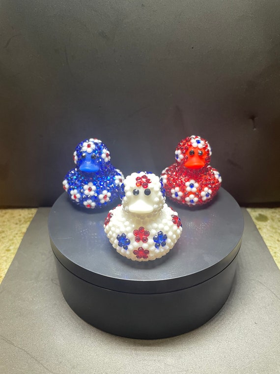 Rhinestone Rubber Duck: Red White Blue Bling, Cruise Jeep Gift